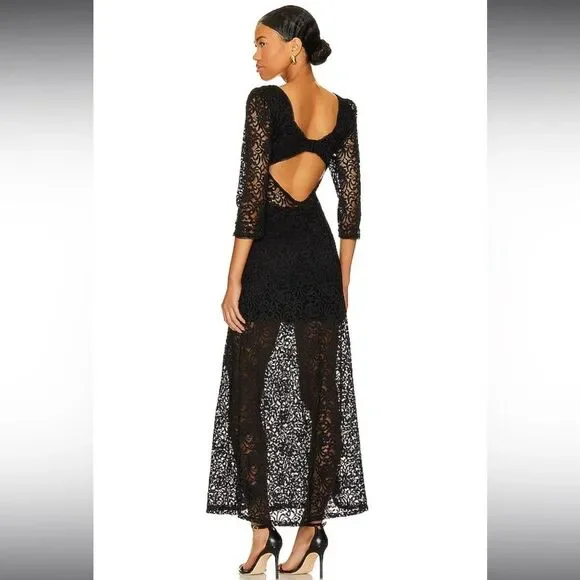 Free People x Revolve Adored Maxi Black Lace Dress - Picture 3 of 11